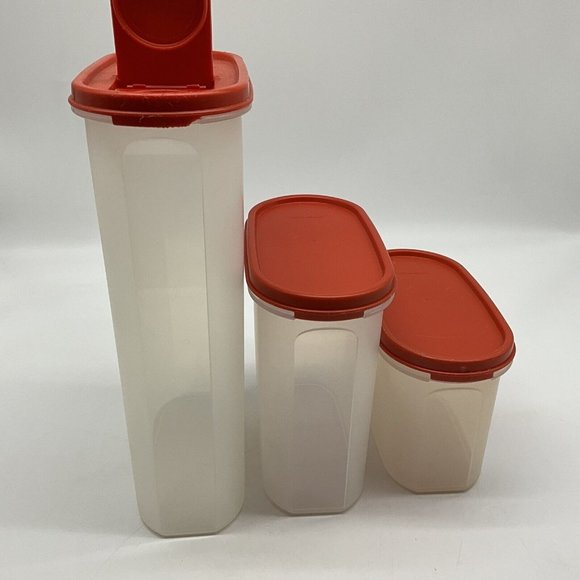 Tupperware Vintage Modular Mate Lot of 3 Containers with Red Lids Collectible - Picture 9 of 16